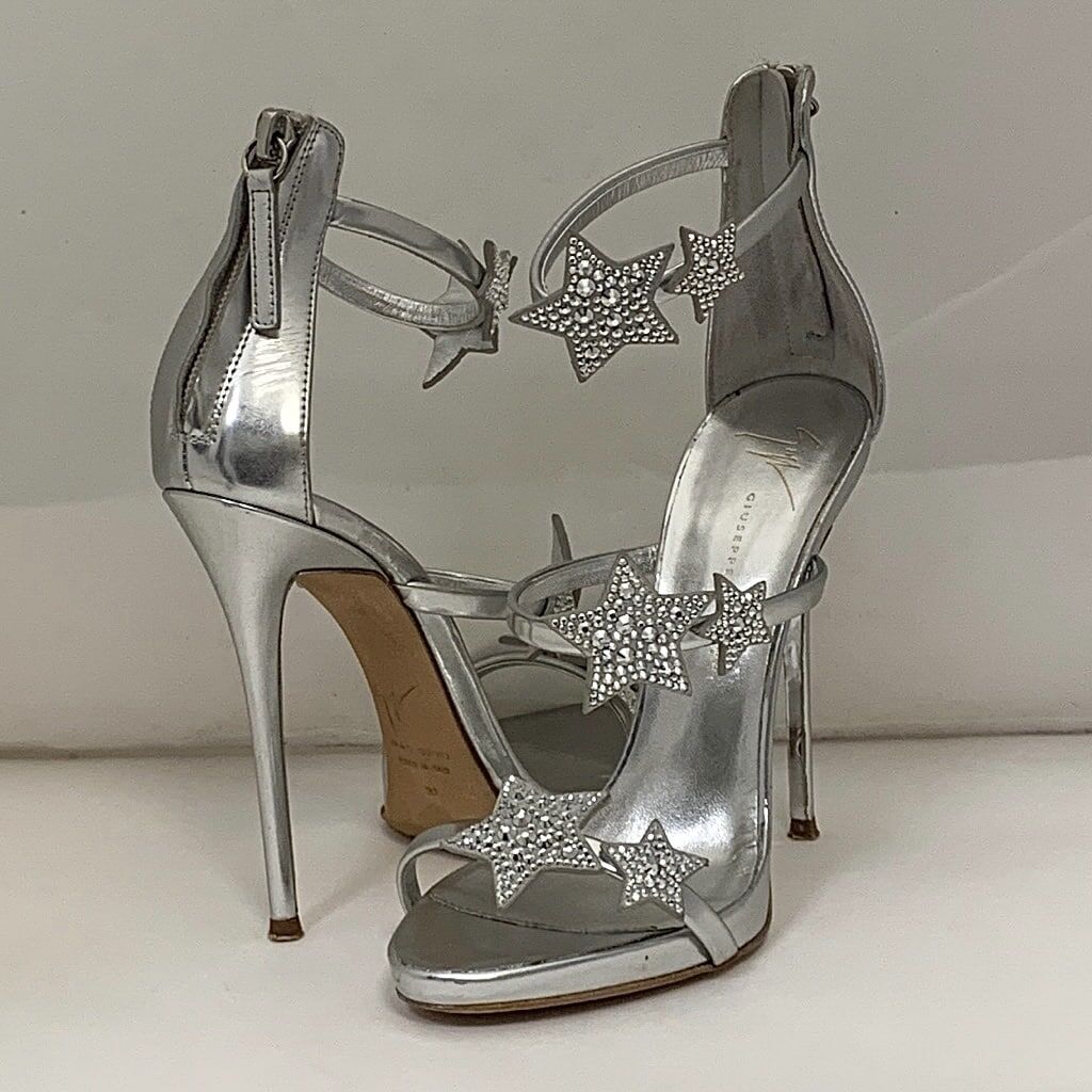 GIUSEPPE ZANOTTI Crystal Star Sandal Heel in Silver 37 - More Than