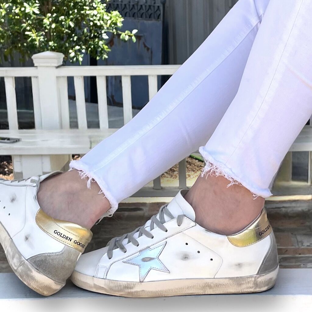 Golden Goose Superstar Sneakers in White/Gold | MTYCI