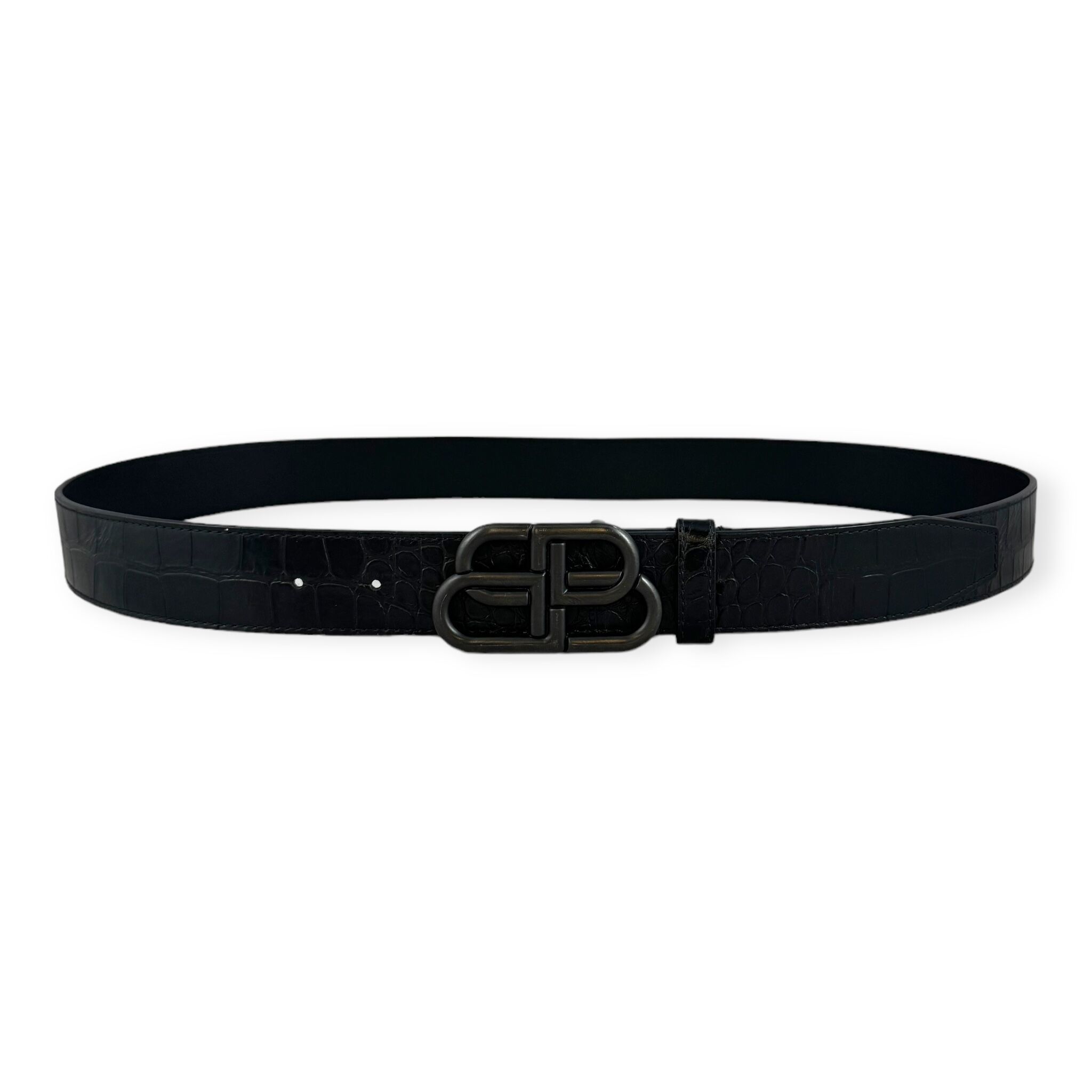 Balenciaga BB Embossed Belt in Black | Size 105 - MTYCI